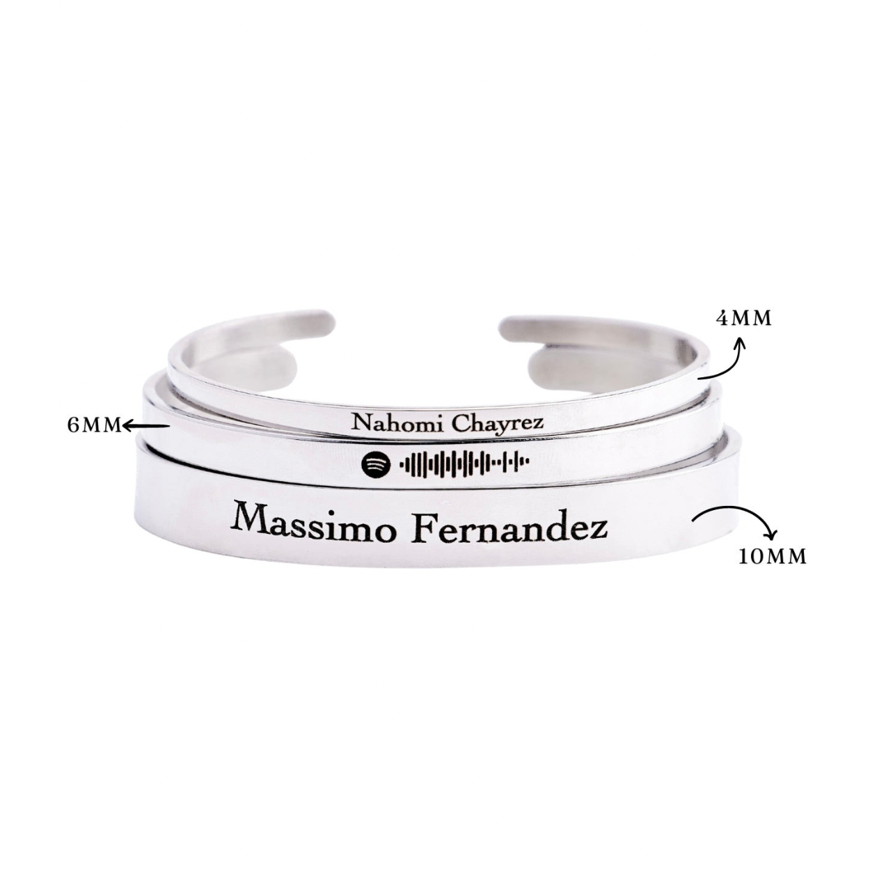 Brazalete Personalizado Plata (4mm - 6mm - 10mm)