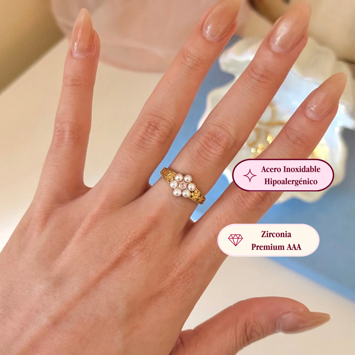 Anillo Fleur Pearl