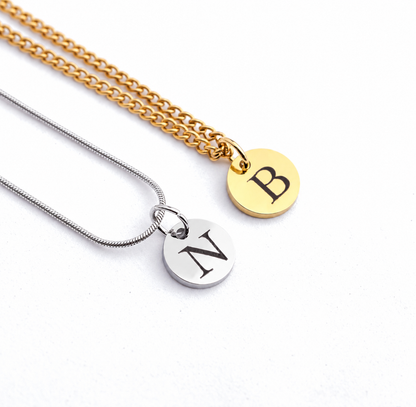 2 Collares grabados con iniciales Plata y Oro