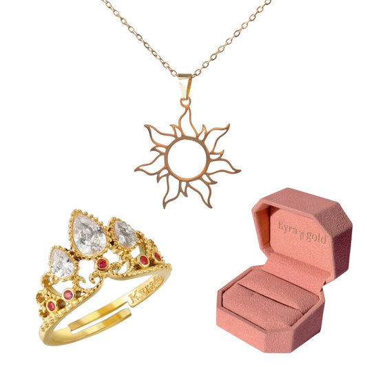 Set Rapunzel Anillo Collar y Estuche