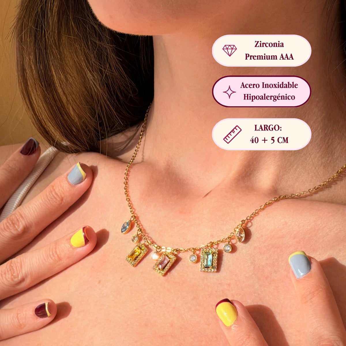 Collar Rainbow Charms Gold