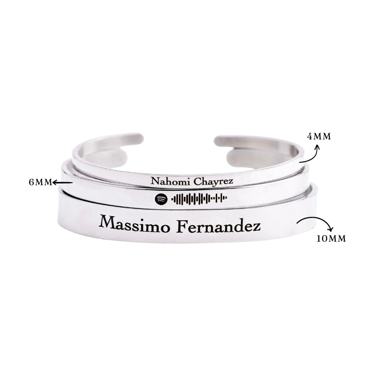 Brazalete Personalizado Plata  (4mm - 6mm - 10mm)