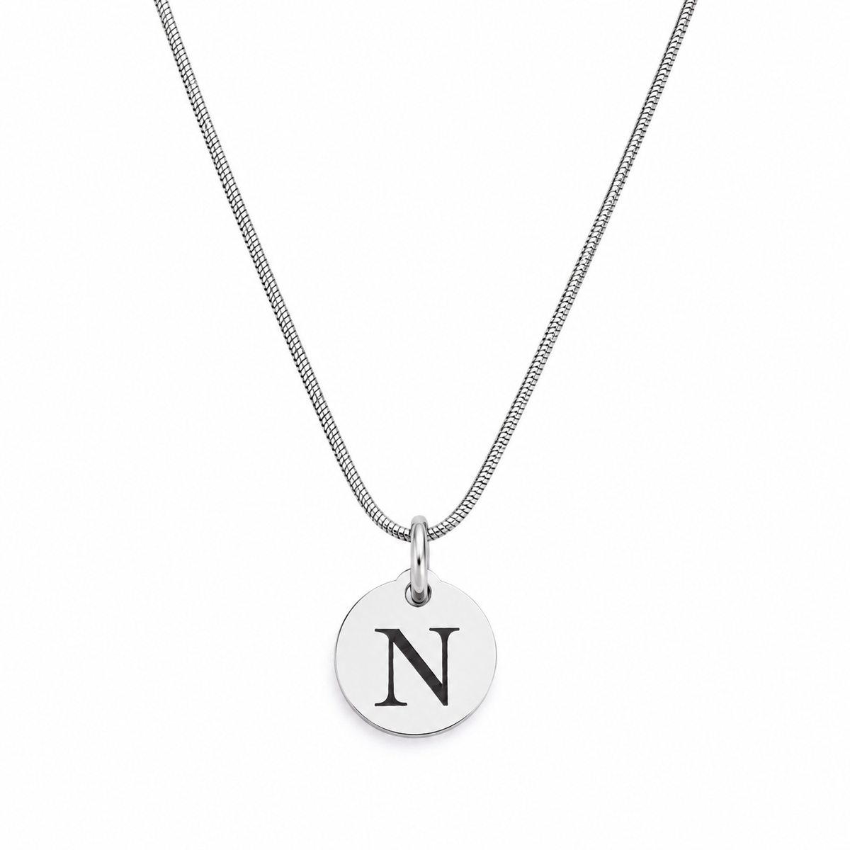 Collar con inicial circular Plata